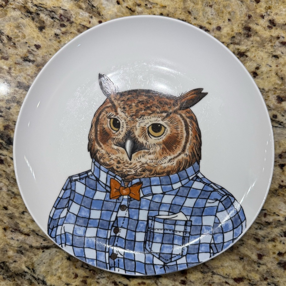 Rachel kozlowski west elm dapper animal dinner plate owl